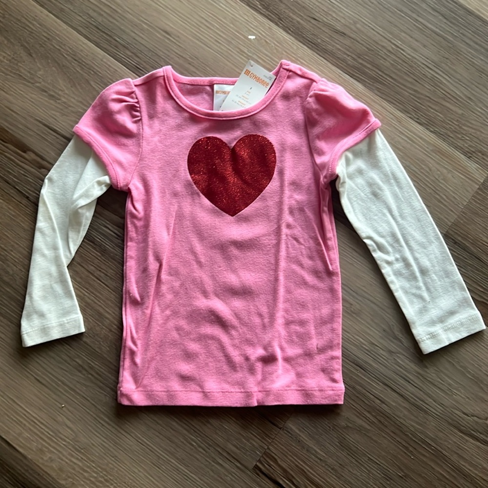 NWT Gymboree Sparkly Heart LS Tee